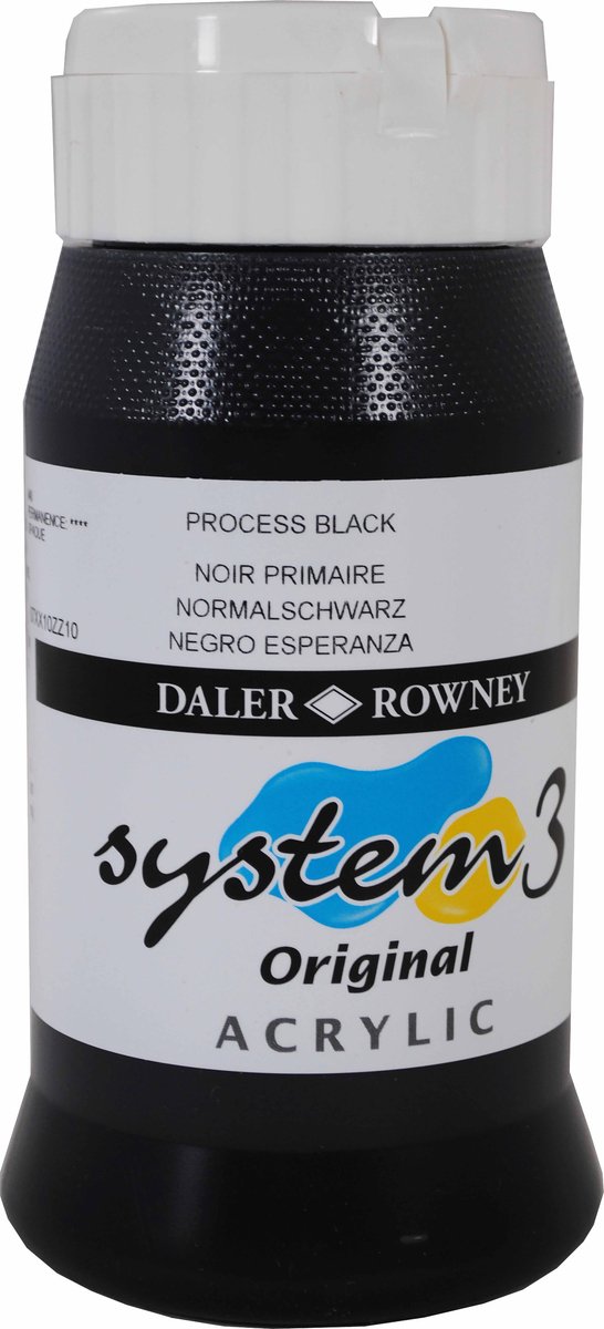 Acrylverf process zwart 500 ml | Daler Rowney